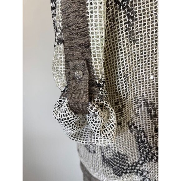 JOSEPH RIBKOFF Tunic Top Size 8 Mesh Overlay Stretchy Tank Roll Tab Sleeves - Picture 6 of 10